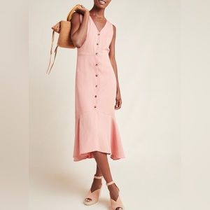 Rosalyn Pink Buttondown Midi Dress